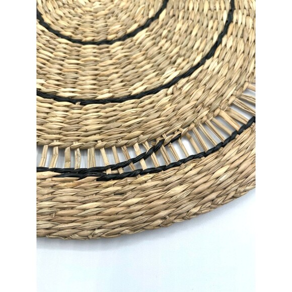 MORDEN HOUSE Round Woven Straw Placemats with Black Accents- 13.75" Diameter NWT - Picture 10 of 13